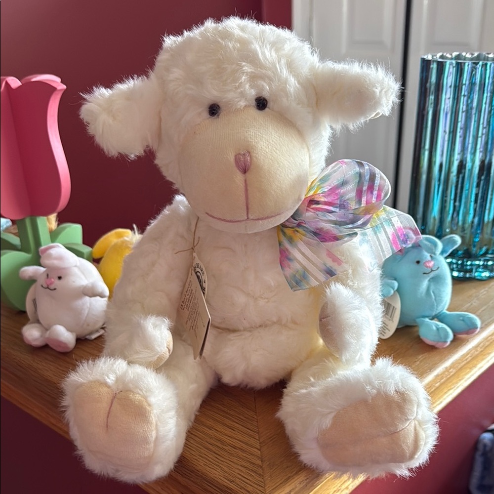 Boyds Bears Adorable Cream Plush Lamb with Bow